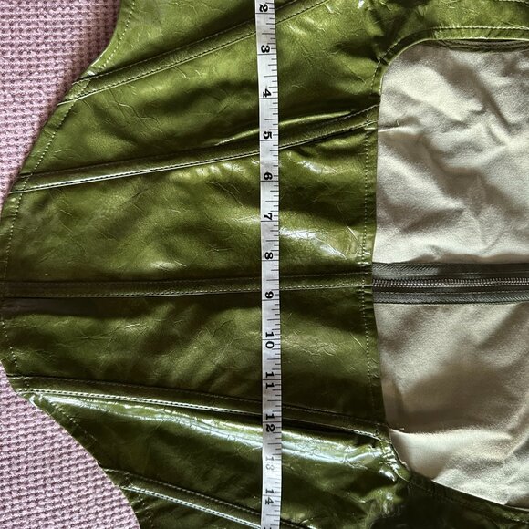Olive Washed Faux Leather Square Neck Dip Hem Corset (Pretty Little Thing) - Picture 6 of 9